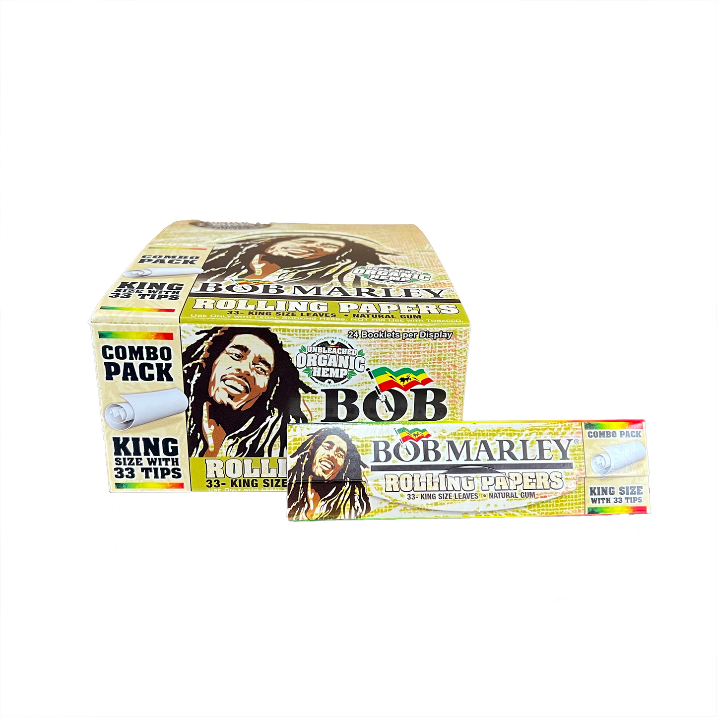 Bob Marley Organic Hemp King Size Rolling Papers + Tips