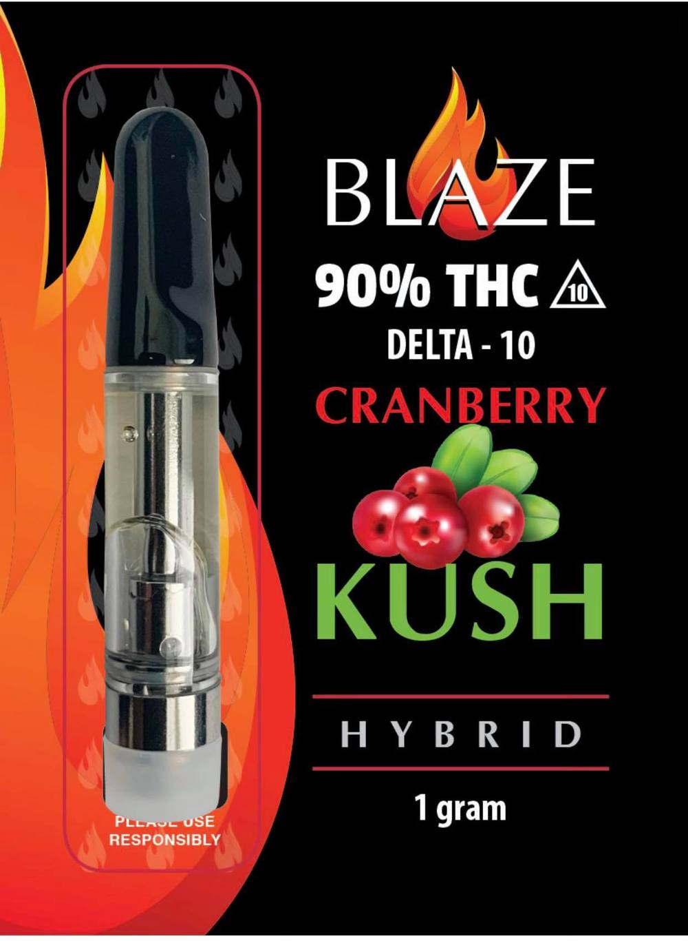 Blaze Delta 10 Cartridge 1000mg cranberry kush