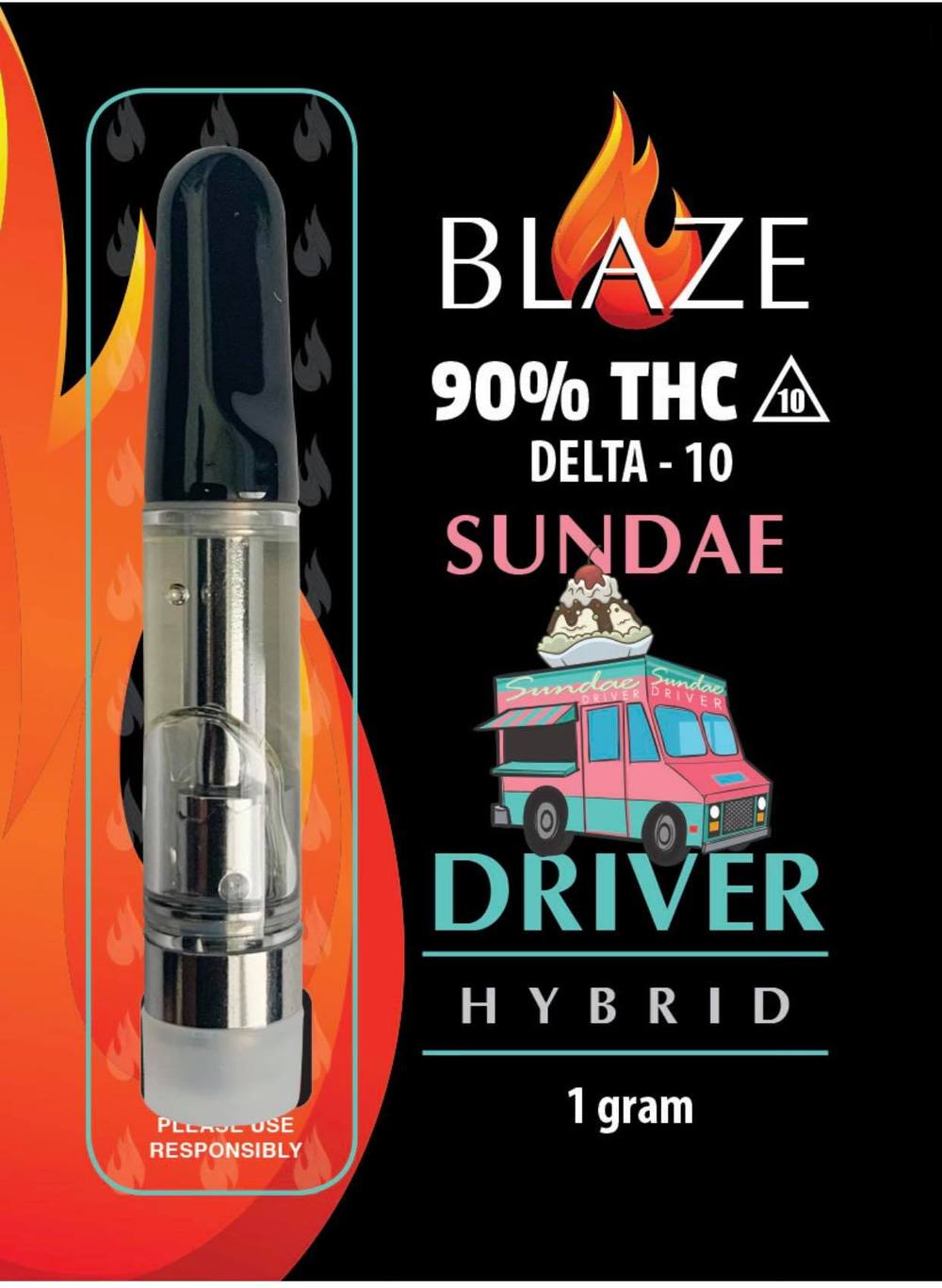 Blaze Delta 10 Cartridge 1000mg sundae driver