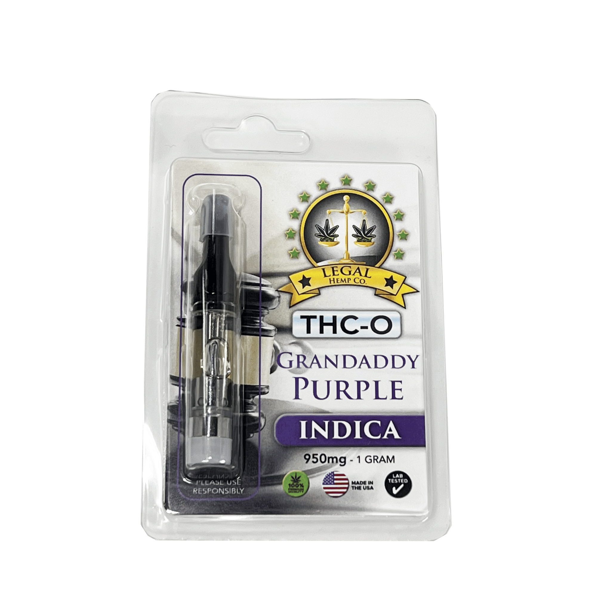Legal Hemp Co. THC-O 950mg Cartridge grandaddy purple