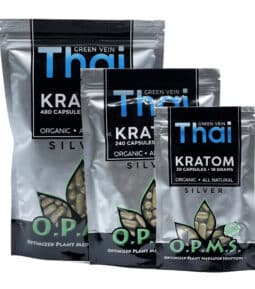 opms silver green vein thai kratom capsules